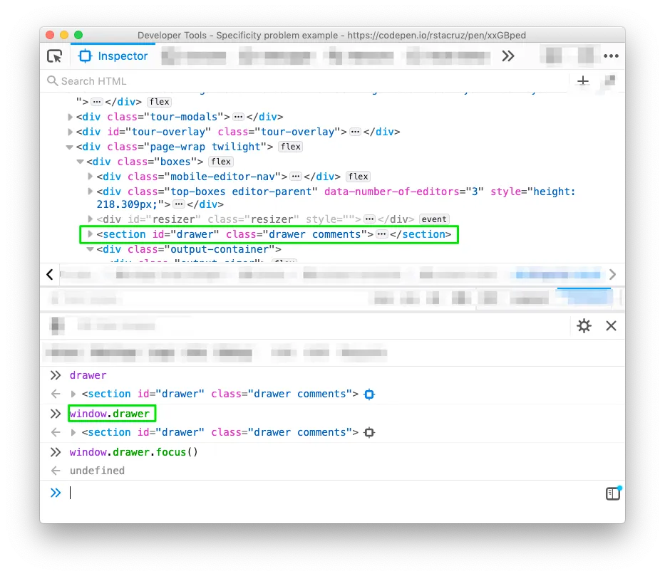 Firefox dev inspector